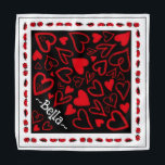 Dagbandana Rood & zwarte harten Pet naam valentijn Bandana<br><div class="desc">Sweet Valentijn's Day bandana. Personaliseer uw huisdiernaam. Rode harten in zwart met damestopjes</div>