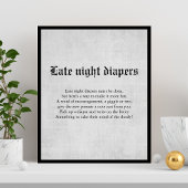 Dagblad Baby shower Late night Diapers Poster