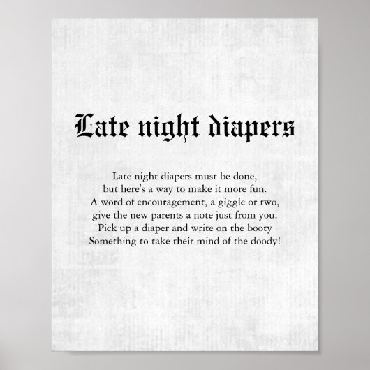 Dagblad Baby shower Late night Diapers Poster (Voorkant)