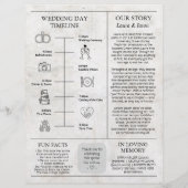 Dagblad Bruiloft Reisschema Programma met Tijdlijn Flyer (Achterkant)