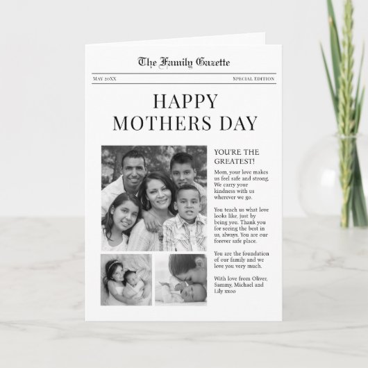 Dagblad Happy Mothers Day wenskaart Feestdagen Kaart (Voorkant)
