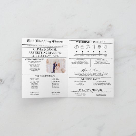 Dagblad Trouwdag Programma Tijdlijn Infographic (Binnen)