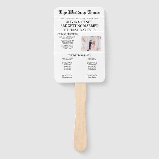 Dagblad Trouwdag Programma Trouwtijd Tijdlijn Handwaaier (Voorkant)