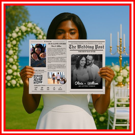 Dagblad Trouwprogramma Moderne Trouwtijdlijn Kaart