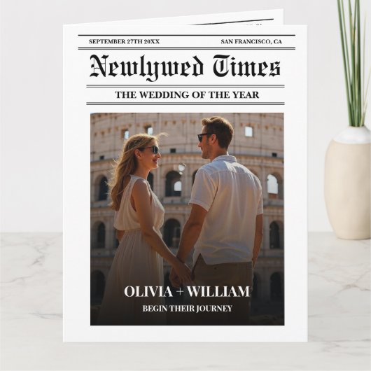 Dagblad Trouwprogramma Moderne Trouwtijdlijn Kaart (Voorkant)