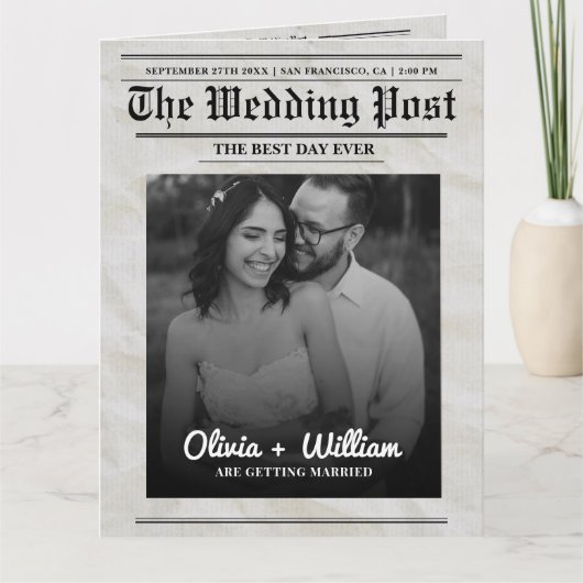 Dagblad Trouwprogramma Vintage Trouwtijdlijn Kaart (Voorkant)