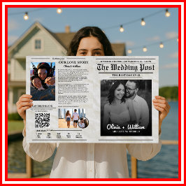 Dagblad Trouwprogramma Vintage Trouwtijdlijn Kaart