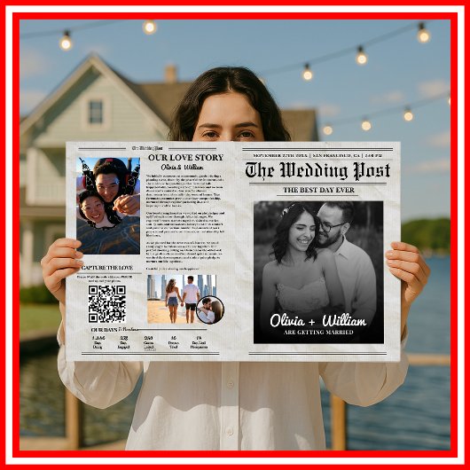 Dagblad Trouwprogramma Vintage Trouwtijdlijn Kaart