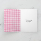 dagbloem op bedankt van roze vriend gingham kaart (Binnen)