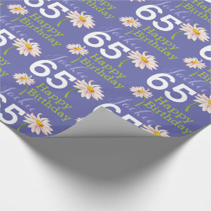 dagbloem voor de 65e verjaardag peri blue cadeaupapier