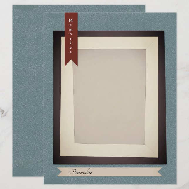 Dagboek Blauw Sepia  ScrapbookPaper (Voorkant / Achterkant)
