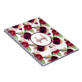 Dagboek bloemen bordeaux monogram notitieboek (Rechterzijde)