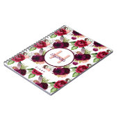 Dagboek bloemen bordeaux monogram notitieboek (Linkerzijde)