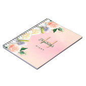 Dagboek blush roze bloemen wit naam monogram notitieboek (Linkerzijde)