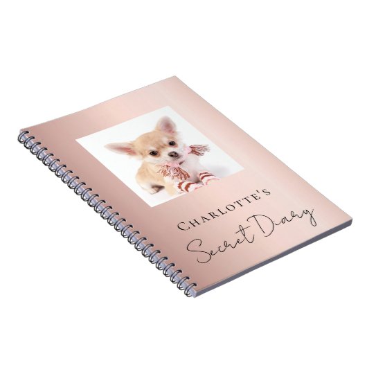 Dagboek hond huisdier foto roos goud notitieboek (Rechterzijde)
