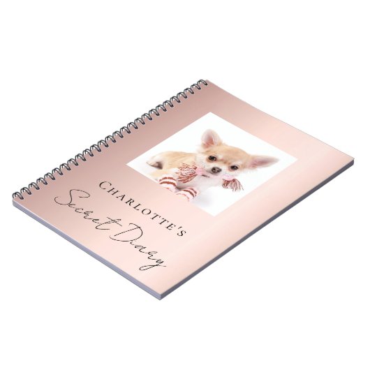 Dagboek hond huisdier foto roos goud notitieboek (Linkerzijde)