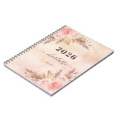Dagboek pampas gras roos gouden bloemen naam notitieboek (Linkerzijde)