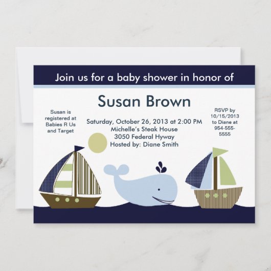 Dagboot/walvisvaarder Baby shower Kaart (Voorkant)