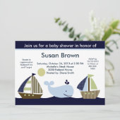 Dagboot/walvisvaarder Baby shower Kaart (Staand voorkant)