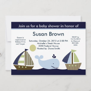 Dagboot/walvisvaarder Baby shower Kaart