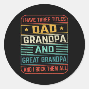 Dagcadeau van kleinkinderen papa opa overgrootvade ronde sticker