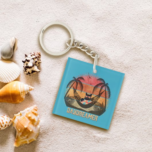 Dagdromen Cool Cat's Tropical Escape Square Sleutelhanger
