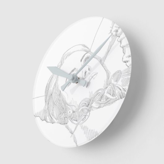 Dagdroomschets van een vrouw ronde klok (Hoek)