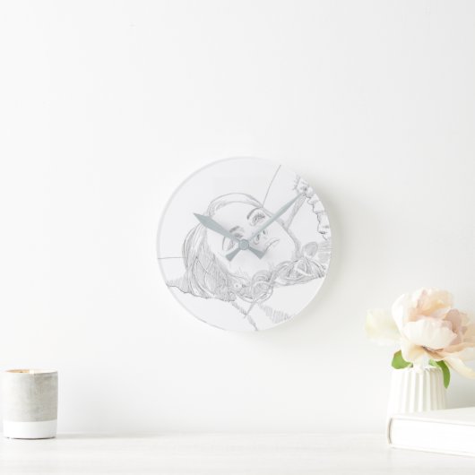 Dagdroomschets van een vrouw ronde klok (Huis)