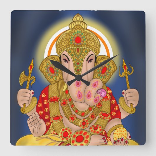 Dagduseth Ganesha Clock Vierkante Klok (Voorkant)