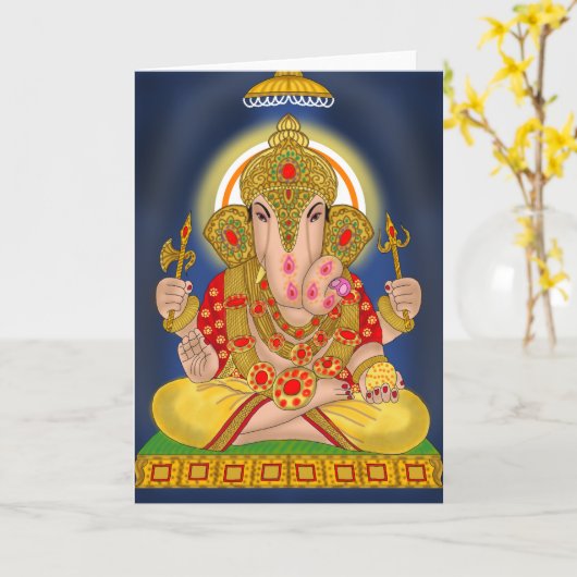 Dagduseth Ganesha Wenskaart Kaart (Gele Bloem)