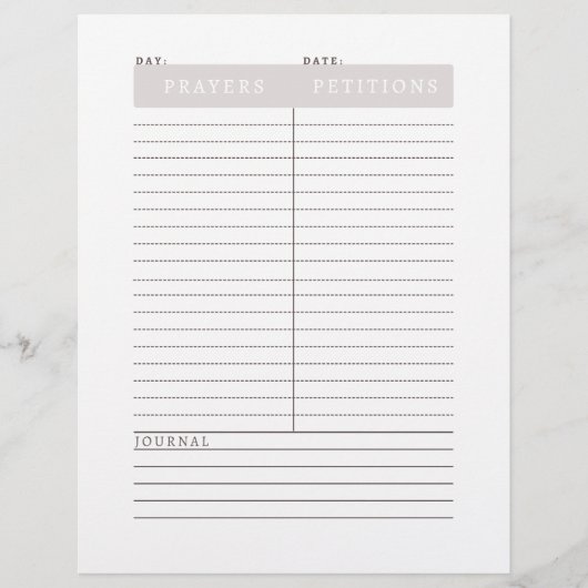 Dagelijks blad voor gebeden (Voorkant)