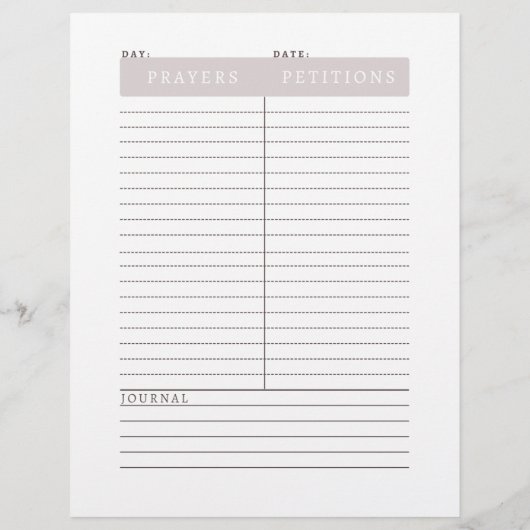 Dagelijks blad voor gebeden (Achterkant)