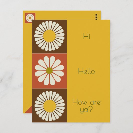 Dagelijks blauw, wit, bloemblauw briefkaart (Voorkant / Achterkant)