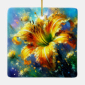 Dagelijks Bloemen Impressionistisch Schilderij Gee Keramisch Ornament (Achterkant)