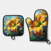 Dagelijks Bloemen Impressionistisch Schilderij Gee Ovenwant & Pannenlap Set (Voorkant)