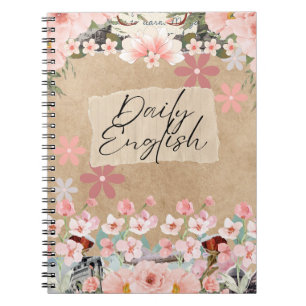"Dagelijks Engels Study Journal – Floral Vintage Notitieboek