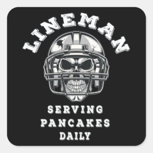 Dagelijks football van lineman met pannenkoeken vierkante sticker