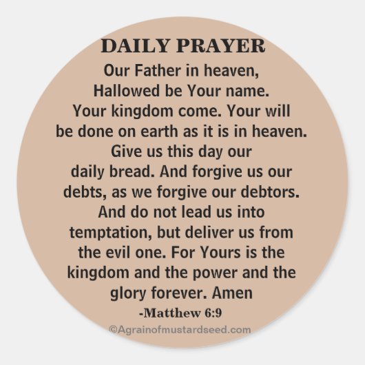 Dagelijks gebed Onze Vader NKJV Ronde Sticker (Voorkant)