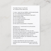 Dagelijks gebed voor priesters van de Heilige Stoe Visitekaartje (Achterkant)