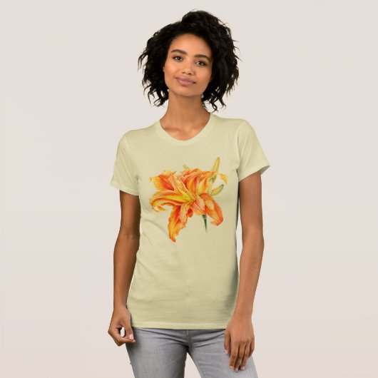 Dagelijks geschilderde bloemetjes Hemerocallis t-s T-shirt (Voorkant volledig)