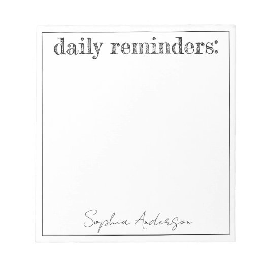 Dagelijks herinneringen eenvoudig zwart-wit op maa notitieblok (Voorkant)