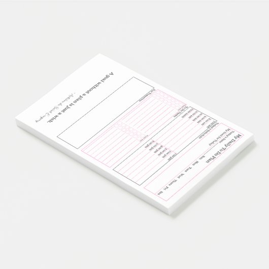 Dagelijks in roze, wit en zwart post-it® notes (Schuin)