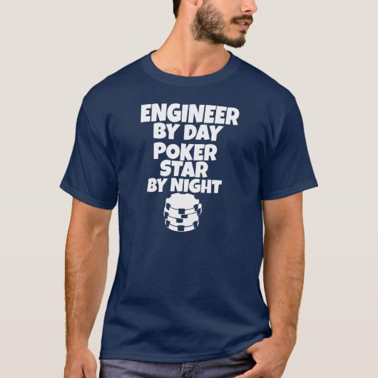 Dagelijks ingenieur, 's nachts Poker Star T-shirt (Voorkant)