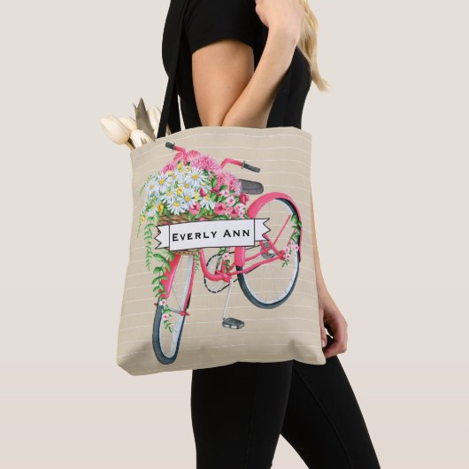 Dagelijks mandje roze fietspatroon tote bag (Dichtbij)
