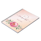 Dagelijks monogram roos goudroze glitter modern notitieboek (Linkerzijde)