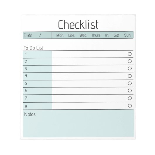 Dagelijks Notitieblok van checklist (Voorkant)