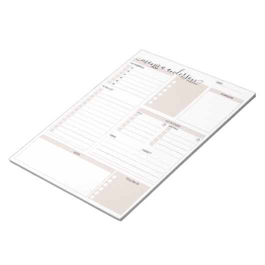 Dagelijks om het monogram van de Planner Organisat Notitieblok (Schuin)