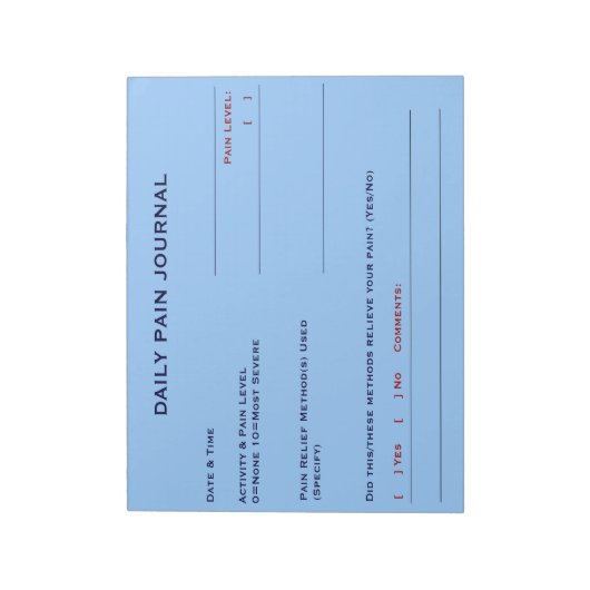 Dagelijks Pain Journal (Sky Blue) Notitieblok (Linkerzijde)