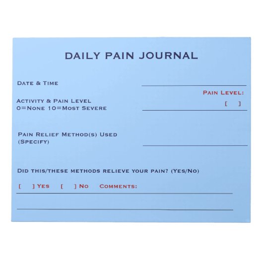 Dagelijks Pain Journal (Sky Blue) Notitieblok (Voorkant)