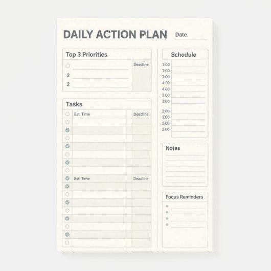 Dagelijks plan plaknotitieblok post-it® notes (Voorkant)